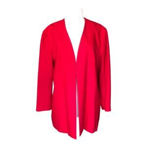 Vintage Doncaster Women’s Red Blazer Jacket 100% Wool Open Front Long Sleeve 12
